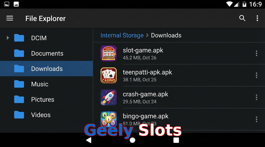 Main screen of Geely Slots gameapk page for PK players
